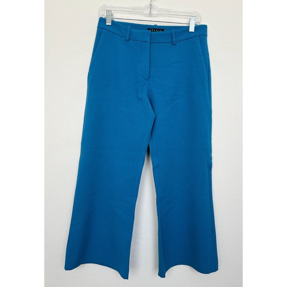 Theory Inza Piazza High Rise Wide Leg Crop Trouser Pants Blue Workwear Women's 4